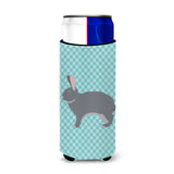 Caroline'S Treasures Giant Chinchilla Rabbit Blue Check Decorative Can Hugger, Slim, Multicolor