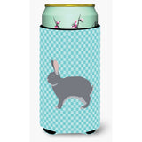 Caroline'S Treasures Giant Chinchilla Rabbit Blue Check Decorative Can Hugger, Tall Boy, Multicolor