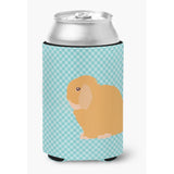 Caroline'S Treasures Holland Lop Rabbit Blue Check Decorative Can Hugger, Multicolor