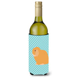 Caroline'S Treasures Holland Lop Rabbit Blue Check Decorative Bottle Hugger, 750 Ml, Multicolor