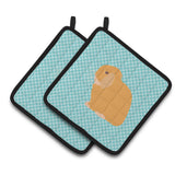 Caroline'S Treasures Holland Lop Rabbit Blue Check Decorated Pot Holder, 7.5 X 7.5