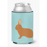 Caroline'S Treasures Rex Rabbit Blue Check Decorative Can Hugger, Multicolor