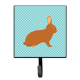 Caroline'S Treasures Rex Rabbit Blue Check Wall Hook, Small, Multicolor
