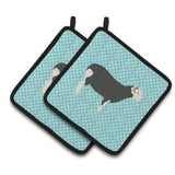 Caroline'S Treasures Herwick Sheep Blue Check Decorated Pot Holder, 7.5 X 7.5