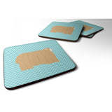 Caroline'S Treasures Lincoln Longwool Sheep Blue Check Decorative Coasters, 3.5, Multicolor