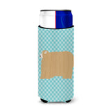 Caroline'S Treasures Lincoln Longwool Sheep Blue Check Decorative Can Hugger, Slim, Multicolor