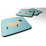 Caroline'S Treasures Suffolk Sheep Blue Check Decorative Coasters, 3.5, Multicolor