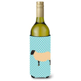 Caroline'S Treasures Suffolk Sheep Blue Check Decorative Bottle Hugger, 750 Ml, Multicolor