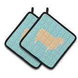 Caroline'S Treasures English Leicester Longwool Sheep Blue Check Decorated Pot Holder, 7.5 X 7.5