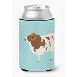 Caroline'S Treasures Jacob Sheep Blue Check Decorative Can Hugger, Multicolor