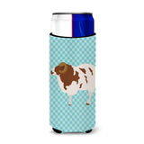 Caroline'S Treasures Jacob Sheep Blue Check Decorative Can Hugger, Slim, Multicolor