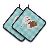 Caroline'S Treasures Jacob Sheep Blue Check Decorated Pot Holder, 7.5 X 7.5