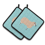Caroline'S Treasures Kerry Hill Sheep Blue Check Decorated Pot Holder, 7.5 X 7.5