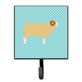 Caroline'S Treasures Horned Dorset Sheep Blue Check Wall Hook, Small, Multicolor