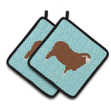 Caroline'S Treasures Merino Sheep Blue Check Decorated Pot Holder, 7.5 X 7.5