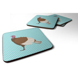 Caroline'S Treasures Bourbon Red Turkey Hen Blue Check Decorative Coasters, 3.5, Multicolor