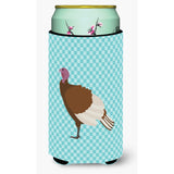Caroline'S Treasures Bourbon Red Turkey Hen Blue Check Decorative Can Hugger, Tall Boy, Multicolor