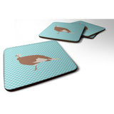 Caroline'S Treasures Jersey Buff Turkey Hen Blue Check Decorative Coasters, 3.5, Multicolor