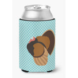 Caroline'S Treasures Bronze Turkey Blue Check Decorative Can Hugger, Multicolor