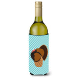 Caroline'S Treasures Bronze Turkey Blue Check Decorative Bottle Hugger, 750 Ml, Multicolor