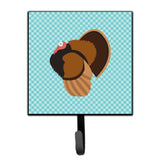 Caroline'S Treasures Bronze Turkey Blue Check Wall Hook, Small, Multicolor