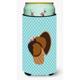Caroline'S Treasures Bronze Turkey Blue Check Decorative Can Hugger, Tall Boy, Multicolor