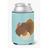 Caroline'S Treasures French Turkey Dindon Blue Check Decorative Can Hugger, Multicolor