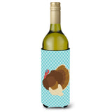 Caroline'S Treasures French Turkey Dindon Blue Check Decorative Bottle Hugger, 750 Ml, Multicolor