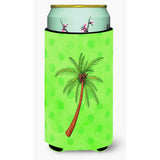 Caroline'S Treasures Palm Tree Green Polkadot Beverage Insulator Hugger, Tall, Multicolor