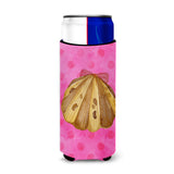 Caroline'S Treasures Sea Shell Pink Polkadot Beverage Insulator Hugger, Slim, Multicolor