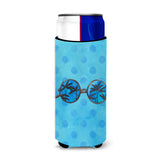 Caroline'S Treasures Sunglasses Blue Polkadot Beverage Insulator Hugger, Slim, Multicolor