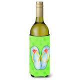 Caroline'S Treasures Flip Flops Green Polkadot Beverage Insulator Hugger, 750 Ml, Multicolor