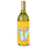 Caroline'S Treasures Flip Flops Yellow Polkadot Beverage Insulator Hugger, 750 Ml, Multicolor