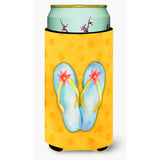 Caroline'S Treasures Flip Flops Yellow Polkadot Beverage Insulator Hugger, Tall, Multicolor