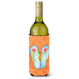 Caroline'S Treasures Flip Flops Orange Polkadot Beverage Insulator Hugger, 750 Ml, Multicolor