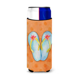 Caroline'S Treasures Flip Flops Orange Polkadot Beverage Insulator Hugger, Slim, Multicolor