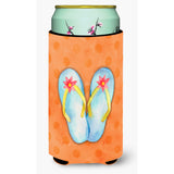 Caroline'S Treasures Flip Flops Orange Polkadot Beverage Insulator Hugger, Tall, Multicolor