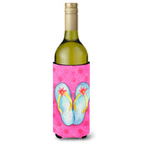 Caroline'S Treasures Flip Flops Pink Polkadot Beverage Insulator Hugger, 750 Ml, Multicolor