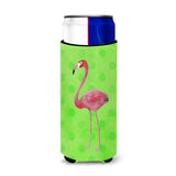 Caroline'S Treasures Flamingo Green Polkadot Beverage Insulator Hugger, Slim, Multicolor