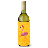 Caroline'S Treasures Flamingo Yellow Polkadot Beverage Insulator Hugger, 750 Ml, Multicolor