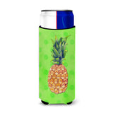 Caroline'S Treasures Pineapple Green Polkadot Beverage Insulator Hugger, Slim, Multicolor
