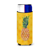 Caroline'S Treasures Pineapple Yellow Polkadot Beverage Insulator Hugger, Slim, Multicolor