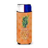 Caroline'S Treasures Pineapple Orange Polkadot Beverage Insulator Hugger, Slim, Multicolor