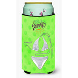 Caroline'S Treasures Bikini Swimsuit Green Polkadot Beverage Insulator Hugger, Tall, Multicolor