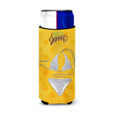 Caroline'S Treasures Bikini Swimsuit Yellow Polkadot Beverage Insulator Hugger, Slim, Multicolor