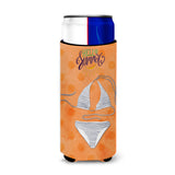 Caroline'S Treasures Bikini Swimsuit Orange Polkadot Beverage Insulator Hugger, Slim, Multicolor