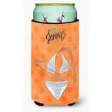 Caroline'S Treasures Bikini Swimsuit Orange Polkadot Beverage Insulator Hugger, Tall, Multicolor