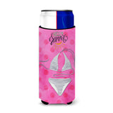 Caroline'S Treasures Bikini Swimsuit Pink Polkadot Beverage Insulator Hugger, Slim, Multicolor