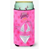 Caroline'S Treasures Bikini Swimsuit Pink Polkadot Beverage Insulator Hugger, Tall, Multicolor