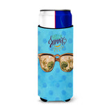 Caroline'S Treasures Beach Sunglasses Blue Polkadot Beverage Insulator Hugger, Slim, Multicolor